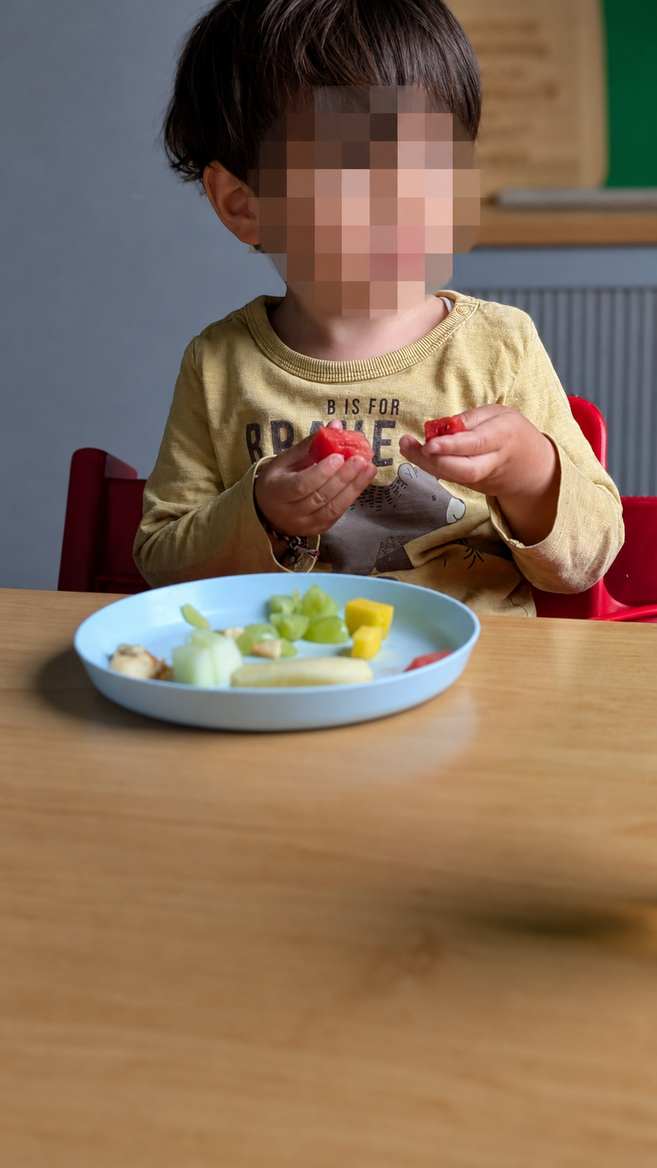 Großer Teller mit verschiedenen Obstsorten in kleinen Portionen